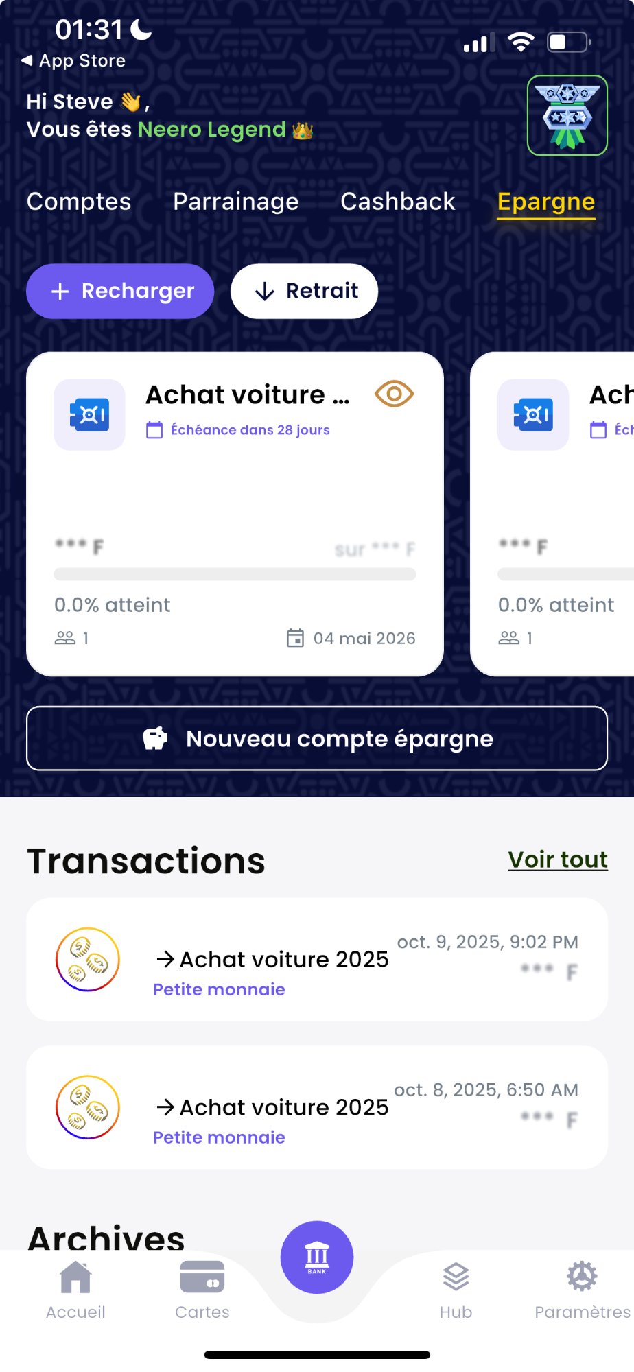 Aperçu de l'application Vault by Neero